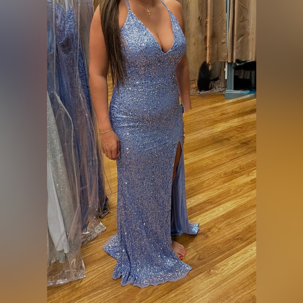 Sparkling Blue Sequin Maxi Dress